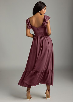 Azazie Anaya Bridesmaid Dresses Sangria A-Line Pleated Chiffon Dress image5
