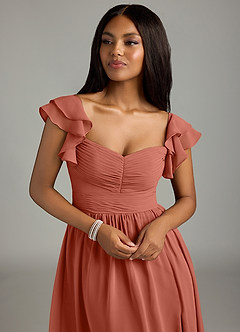 Azazie Anaya Bridesmaid Dresses Clay A-Line Pleated Chiffon Dress image6