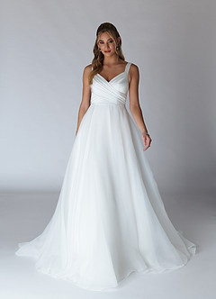 Azazie Caia Hochzeitskleider A-Linie Herzausschnitt Stretch-Satin Kleid Diamantweiß image3