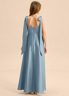 Azazie Halley Junior A-Linie Schleifen Stretch-Satin Kleid Staubblau image2