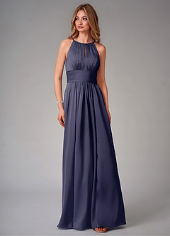 Azazie Bonnie Bridesmaid Dresses Stormy A-Line Pleated Stretch Satin Dress image6