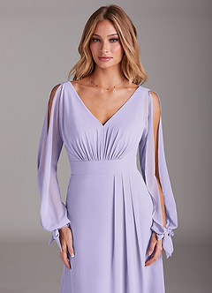 Azazie Matilda Robes de demoiselle d'honneur Robe Trapèze en Mousseline de soie Manche longue Lilas image6