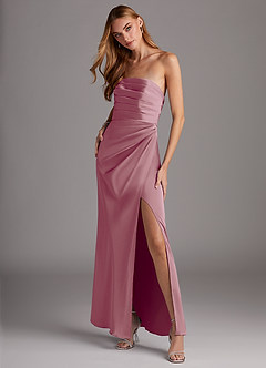 Azazie Lexie Final Sale Vintage Mauve Sheath Strapless Stretch Satin Convertible Dress image3