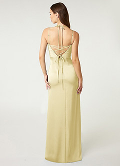 Azazie Desi Brautjungfernkleider Etui Halter Korsett Stretch-Satin Kleid Zitronensorbet image3