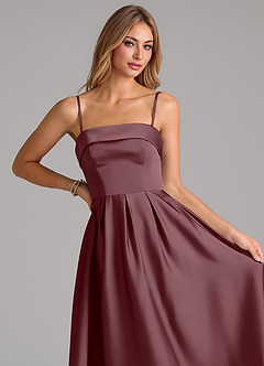 Azazie Lucienne Bridesmaid Dresses Sangria A-Line Strapless Stretch Satin Convertible Dress image2