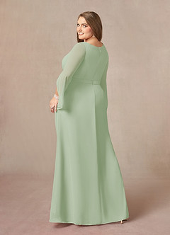 Azazie Belinda Mother of the Bride Dresses Dusty Sage A-Line V-Neck Pleated Chiffon Dress image9