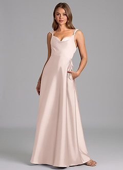 Azazie Beatrice 신부 들러리 드레스 A라인 스윗하트 네크라인 스트레치 새틴 바닥 길이 드레스 image4