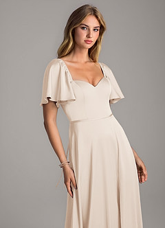 Azazie Chloe Vestidos de damas de honor Vestido de Alabastro Blanco de Satén Elástico de Corte en A con Escote de Corazón image6