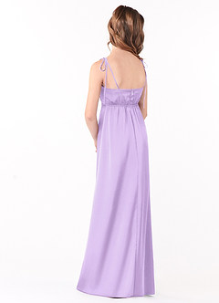 Azazie Violeta Junior Lilac A-Line Bow Stretch Satin Dress image2