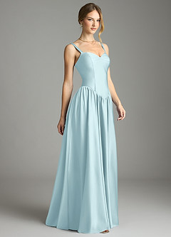 Azazie Evadina Suknie dla druhen Linia A Gorset Satyna elastyczna Do ziemi Sukienka image4