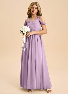 Azazie Lianne Junior Wisteria A-Line Off the Shoulder Chiffon Dress image1