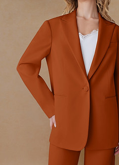 front Amelia Naranja Quemada Blazer extragrande de alto rendimiento con tejido refinado