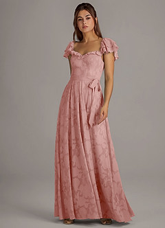 Azazie Aricella Bridesmaid Dresses Rosette A-Line Corset Floral Burnout Dress image3