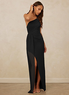 Christian Siriano Bridal for Azazie 1003 Bridesmaid Dresses Black Sheath One Shoulder Chiffon Dress image3