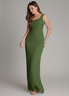 Azazie Hadley Bridesmaid Dresses Olive Mermaid Pleated Chiffon Dress image4