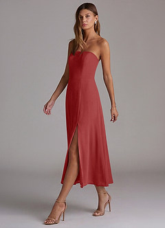 Azazie Wren Bridesmaid Dresses Rust A-Line Strapless Chiffon Dress image3
