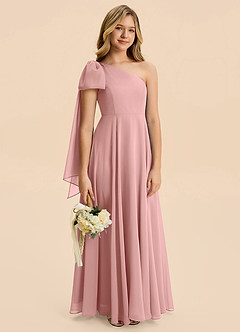Azazie Averie Junior Dusty Rose A-Line Pleated Chiffon Dress image6
