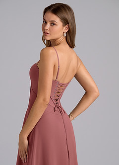 Azazie Valentine Bridesmaid Dresses Amethyst A-Line Corset Chiffon Dress image6