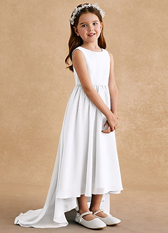 Azazie Pip Flower Girl Dresses White A-Line Sleeveless Chiffon Dress image2
