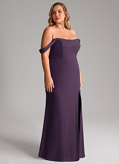 Azazie Saige Bridesmaid Dresses Plum A-Line Off the Shoulder Chiffon Convertible Dress image12