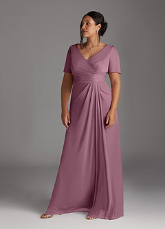 Azazie Bessie Mother of the Bride Dresses Vintage Mauve A-Line Pleated Mesh Dress image9
