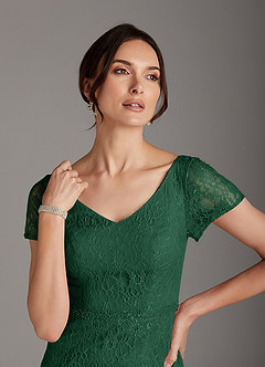 Azazie Lucilia Mother of the Bride Dresses Dark Green Sheath Lace Dress image5