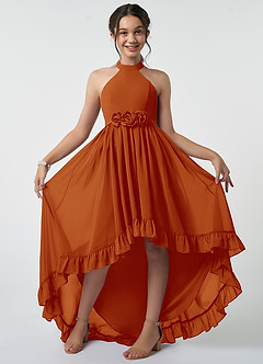 Azazie Hermione Junior Paprika A-Line Chiffon Dress image2