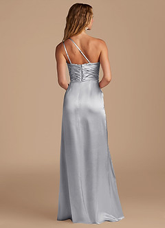 Azazie Eren Bridesmaid Dresses Silver Sheath One Shoulder Metallic Satin Dress image5