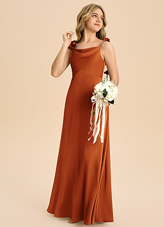 Azazie Gumdrop Junior Empire Plissee Stretch-Satin Kleid Kanel image4