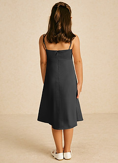 Azazie Zuzu Flower Girl Dresses Black A-Line Spaghetti Strap Stretch Satin Dress image2