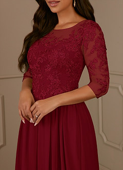 Azazie Harriet Mother of the Bride Dresses Burgundy A-Line Scoop lace Mesh Dress image5