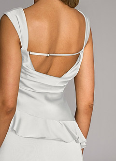 Azazie Sloane 신부 들러리 드레스 A라인 스윗하트 네크라인 스트레치 새틴 바닥 길이 드레스 image6