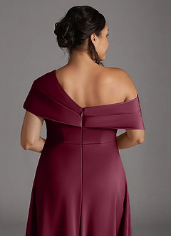 Azazie Milton Mother of the Bride Dresses Mulberry A-Line Pleated Stretch Satin Dress image10
