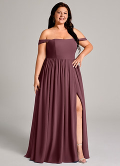 Azazie Calianna Bridesmaid Dresses Sangria A-Line Off the Shoulder Chiffon Convertible Dress image13