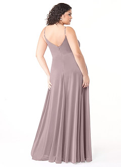 Azazie Evalin Robes de demoiselle d'honneur Robe Trapèze en Maille Col V plissé Crépuscule image8