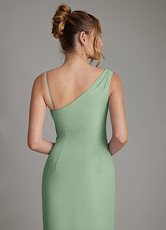 Azazie Ama Final Sale Matcha A-Line Pleated Chiffon Dress image6