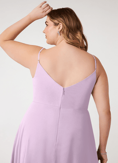 Azazie Daenerys Bridesmaid Dresses Frosted Lilac A-Line Cowl Chiffon Dress image12