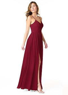 Azazie Cora Bridesmaid Dresses Burgundy A-Line Pleated Chiffon Dress image4