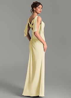 Azazie Ember Bridesmaid Dresses Lemon Sorbet Sheath Pleated Chiffon Dress image4