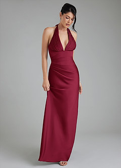 Azazie Torrance Bridesmaid Dresses Burgundy Mermaid Corset Stretch Satin Dress image5