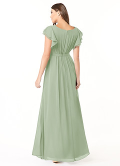 Azazie Daphne Vestidos modestos de dama de honra Vestir Linha A Ruched Comprimento do chão Chiffon image2
