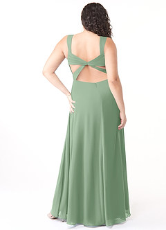 Azazie Nahrin Bridesmaid Dresses Matcha A-Line V-Neck Pleated Chiffon Dress image8