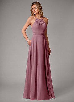 Azazie Amalia Bridesmaid Dresses Vintage Mauve A-Line Pleated Chiffon Dress image5