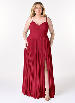Azazie Vini Bridesmaid Dresses Scarlet A-Line V-Neck Pleated Chiffon Dress image7