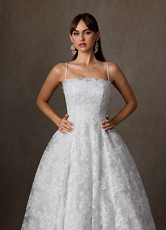 Azazie Hinata Vestidos de novia Vestido de Diamante Blanco de Encaje de Corte Princesa con Sin tirantes image9