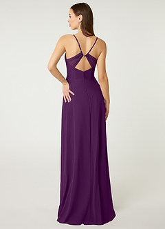 Azazie Minie Bridesmaid Dresses Grape A-Line Bow Chiffon Dress image2