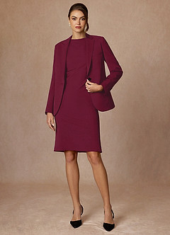 front Kennedy Burgundy Structured Stretch Blazer