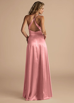 Azazie Davis Bridesmaid Dresses Rosette A-Line Pleated Metallic Satin Dress image3