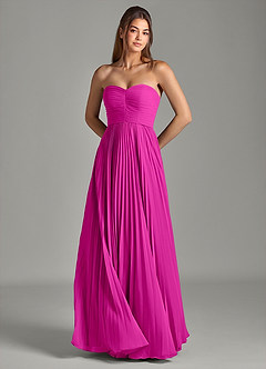 Azazie Chiana Robes de demoiselle d'honneur Robe Trapèze en Mousseline de soie Sans bretelles Fuchsia image3