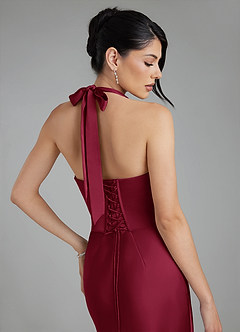 Azazie Torrance Bridesmaid Dresses Burgundy Mermaid Corset Stretch Satin Dress image2